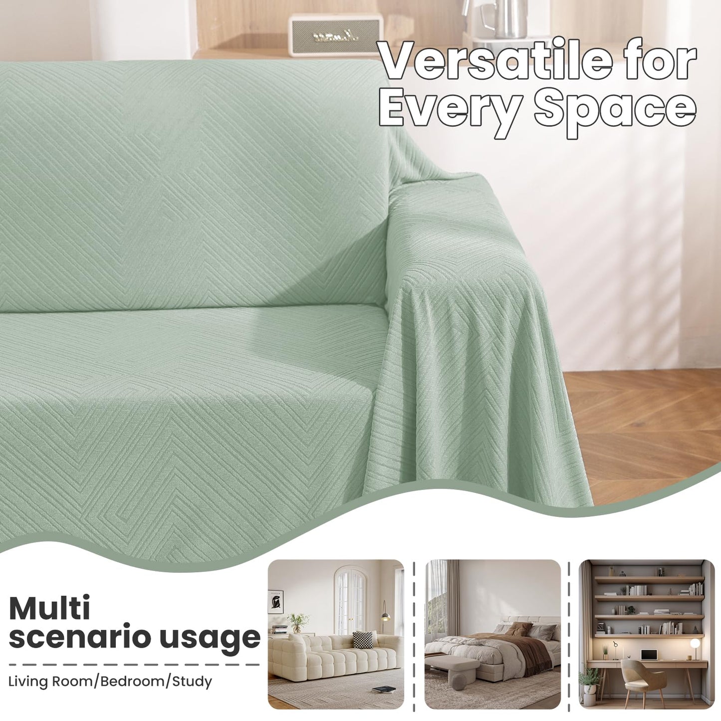 CYCMACO Sectional Couch Covers for Dogs 2 Pieces, Pet Couch Covers for Sectional Sofa, Washable L Shaped Couch Cover, Couch Furniture Protector (X-Large: 78" x 110" + 78" x 118", Light Green)