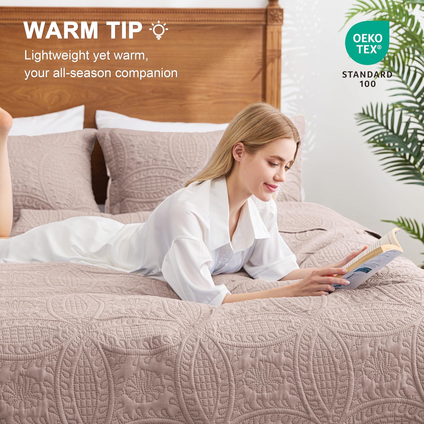 Love's cabin Quilts for Queen Bed Burlwood Bedspreads Bedding Set - Lightweight Bedspread Comforter - Coin Pattern Bedding Coverlet for All Season - 3 Pieces (1 Quilt, 2 Pillow Shams)