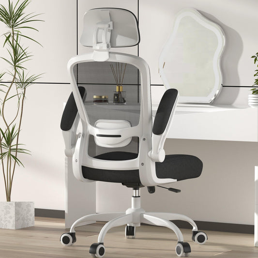 Mimoglad Office Chair, Comfy Desk Chair - High Back Ergonomic Computer Chair with Adjustable Lumbar Support & Headrest, Flip-up Armrests for Guitar Playing, Swivel Task Chair for Home and Office