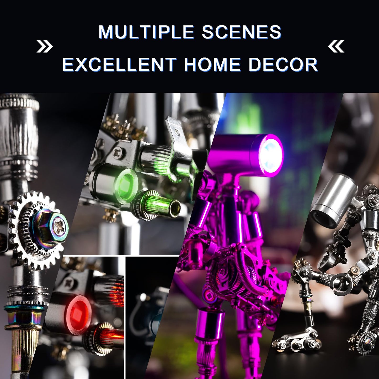 Mostarle Terminator M 3D Metal Puzzle, Arcynix DIY Mechanical Robot Model Kit, Sci-Fi Design LED Light Feature Unique Gift for Adults & Teenager (Blue)