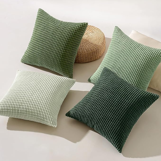 MIULEE Sage Green Pillow Covers 22x22 Inch Set of 4 Spring Boho Farmhouse Home