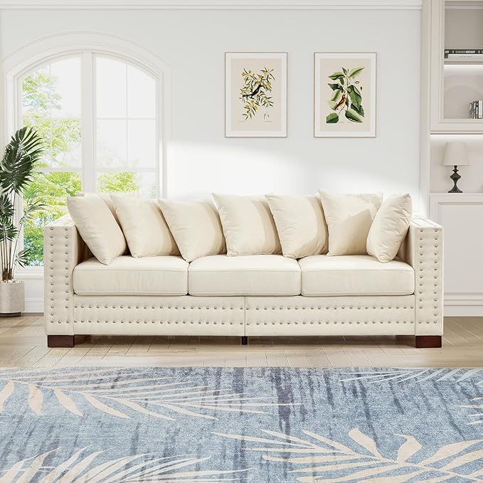 2 Piece Velvet Couch and Loveseat Sets, Mid Century Modern Couch