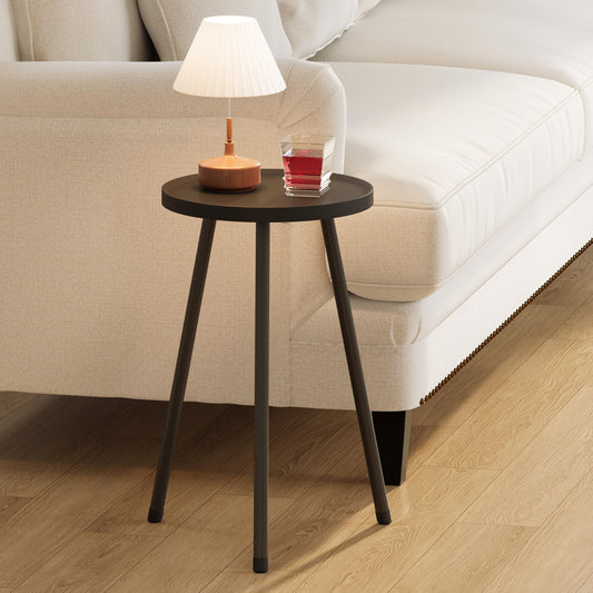 YAUKTAK Small Couch Side Table, Drink Table, Mini Round End Table, Coffee Table, Snack Table for Small Spaces, Living Room, Bedroom, Sofa LET520BK