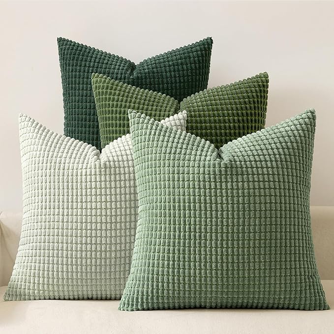 MIULEE Sage Green Pillow Covers 22x22 Inch Set of 4 Spring Boho Farmhouse Home