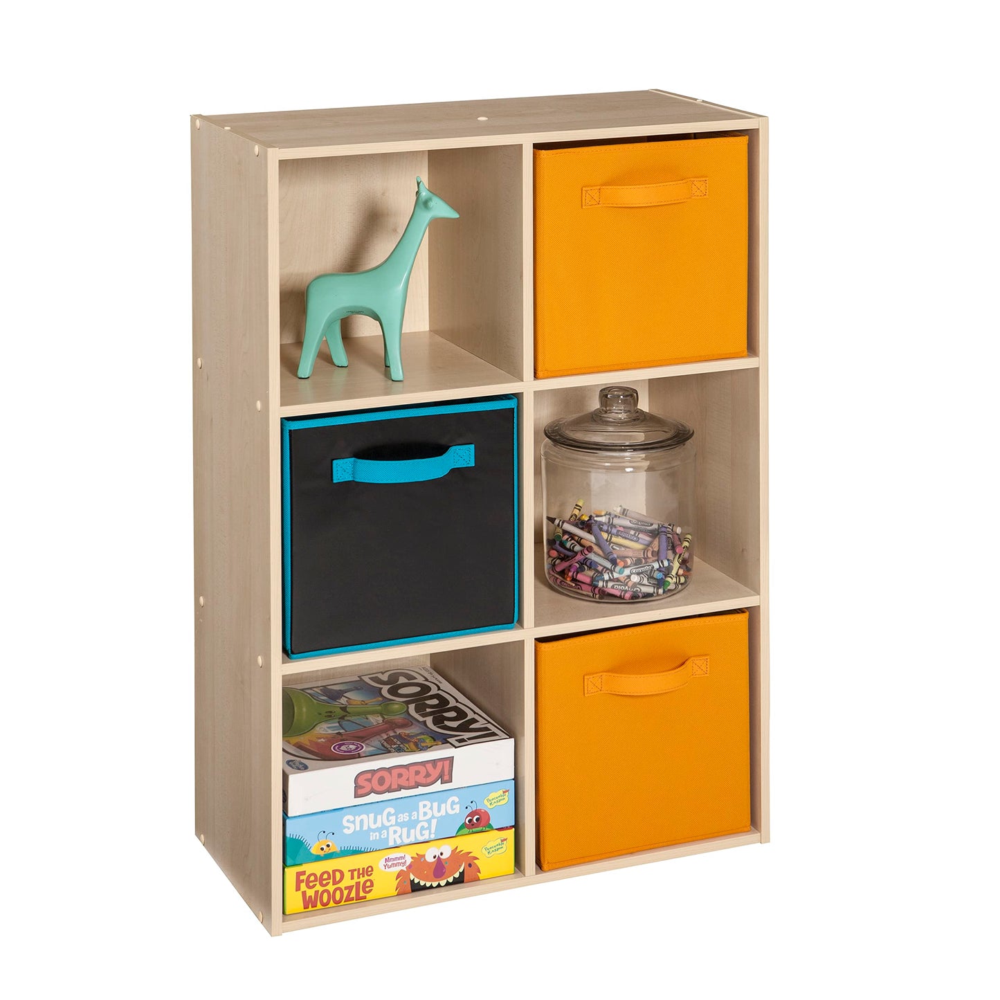 ClosetMaid Cubeicals 6 Cube Storage Shelf Organizer Bookshelf, Stackable, Vertical or Horizontal, Easy Assembly, Wood, Birch Finish