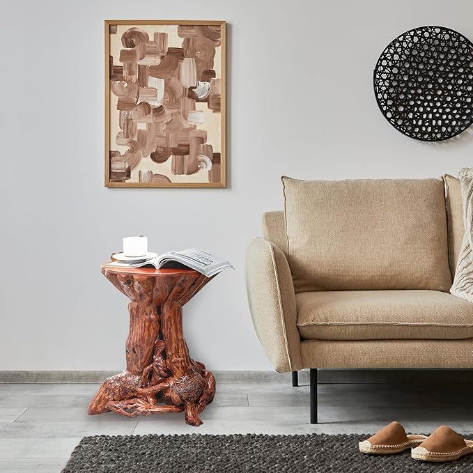 Aotea Crafts Rustic Azalea Tree Stump/Root End Table | Unique Wood Root Log
