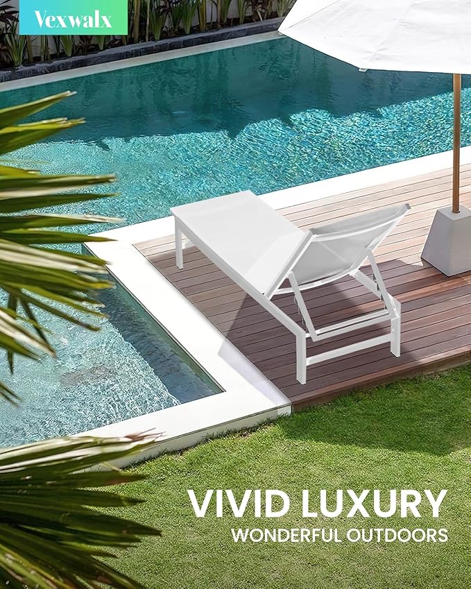 Vexwalx Outdoor Lounge Chairs Set of 2, Aluminum Patio Chaise Lounge Chairs