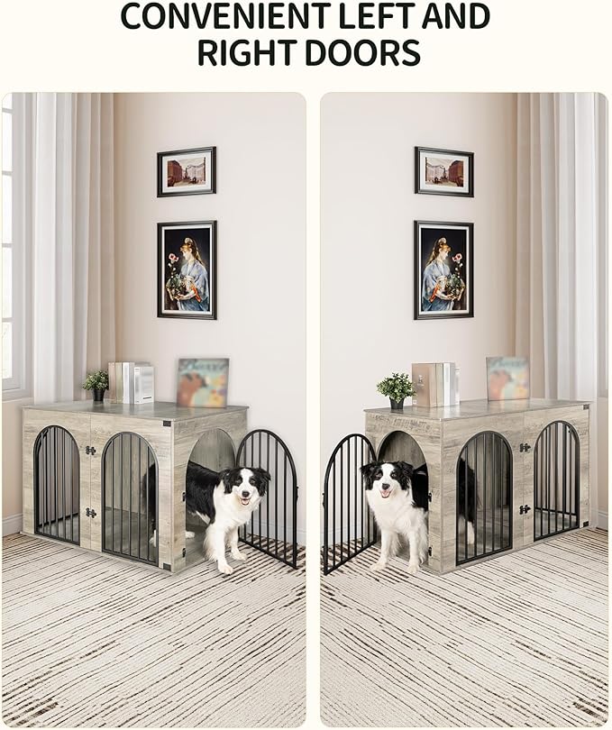 Hzuaneri 43.3" Wooden Dog Crate Furniture, Indoor Dog Kennel Dogs Cage