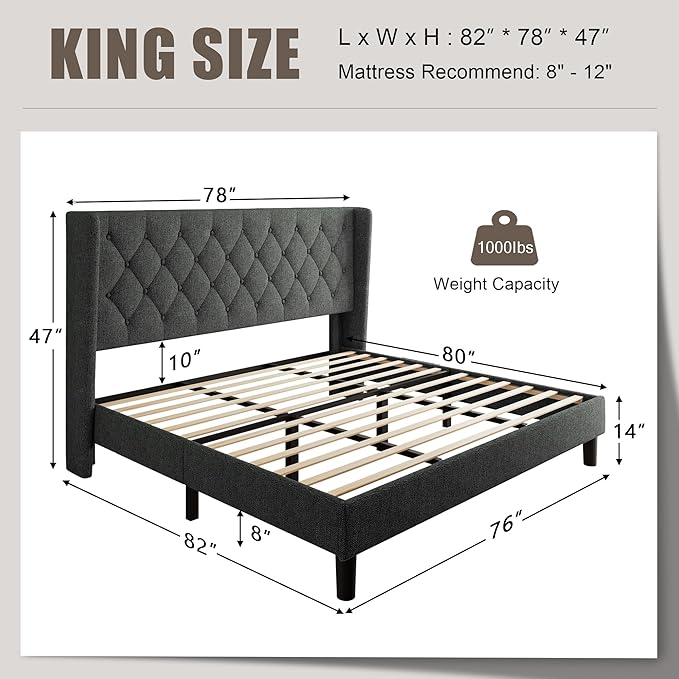 Einhomn King Size Platform Bed Frame