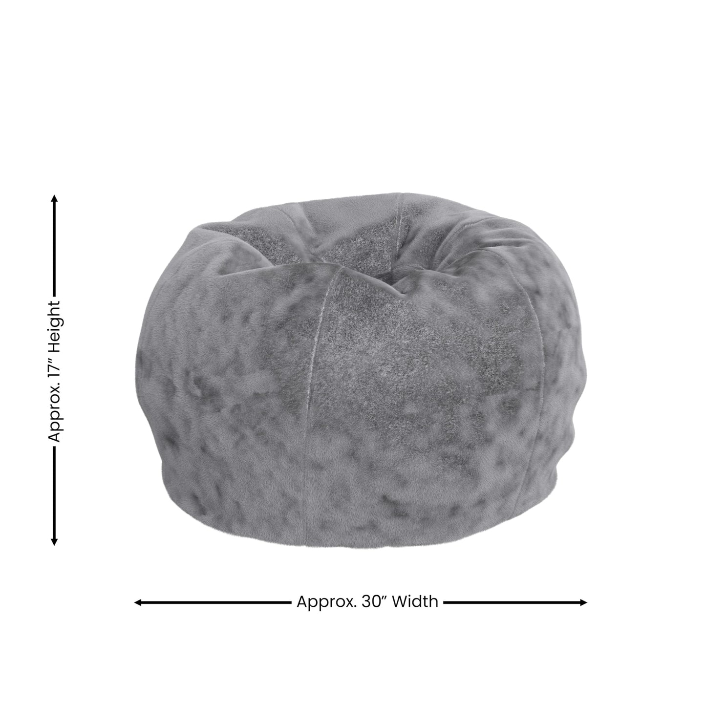 Flash Furniture Dillon Small Gray Furry Bean Bag Chair for Kids and Teens