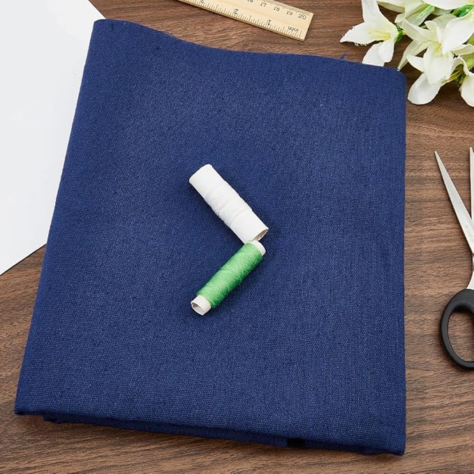 59 Inch Navy Blue Linen Cotton Quilting Fabric by The Yard Canvas Embroidery