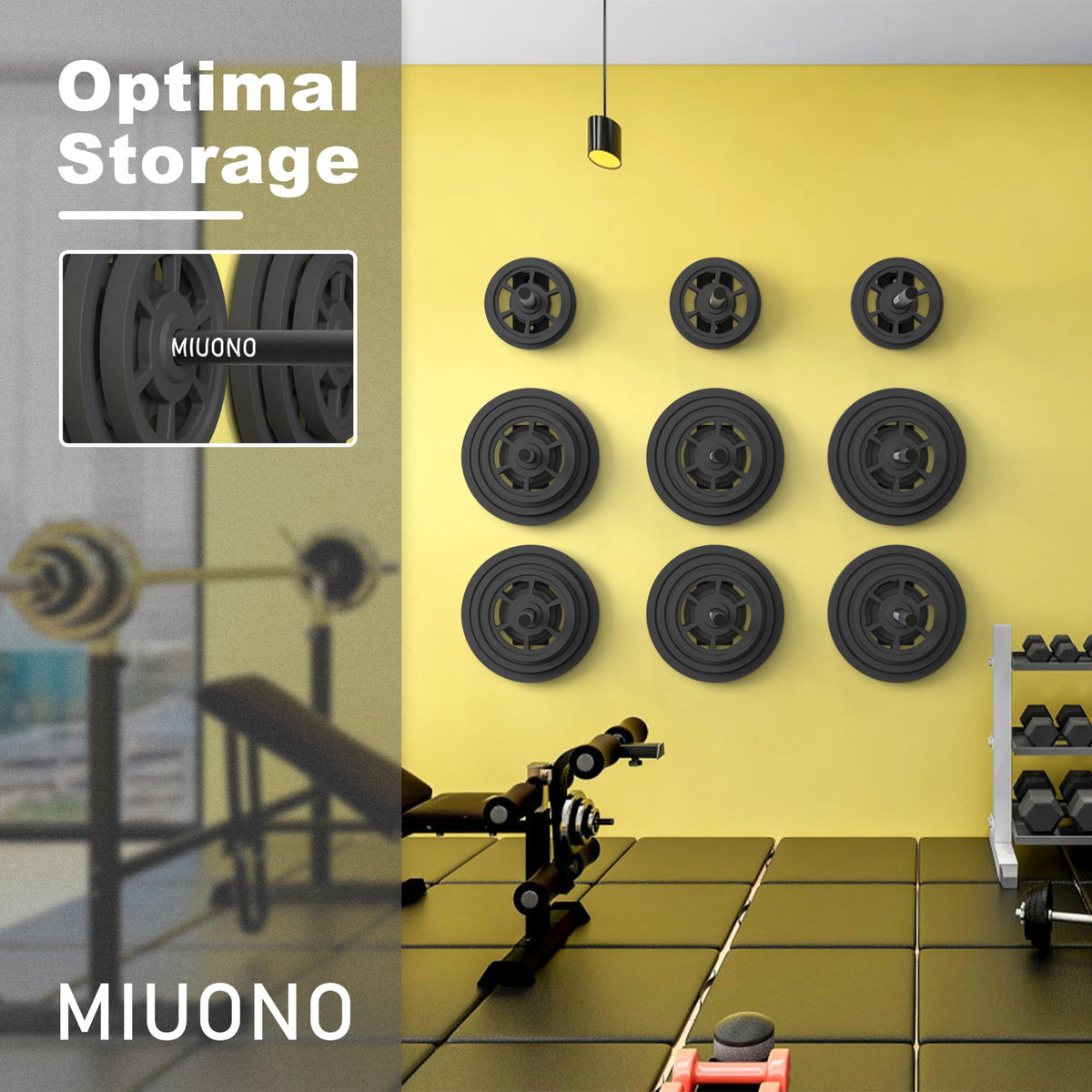 MIUONO Weight Plate Rack, Wall Mount Weight Plate Holder for 1" Plates, 5 Pack Weight Storage Racks Home Gym Organizer