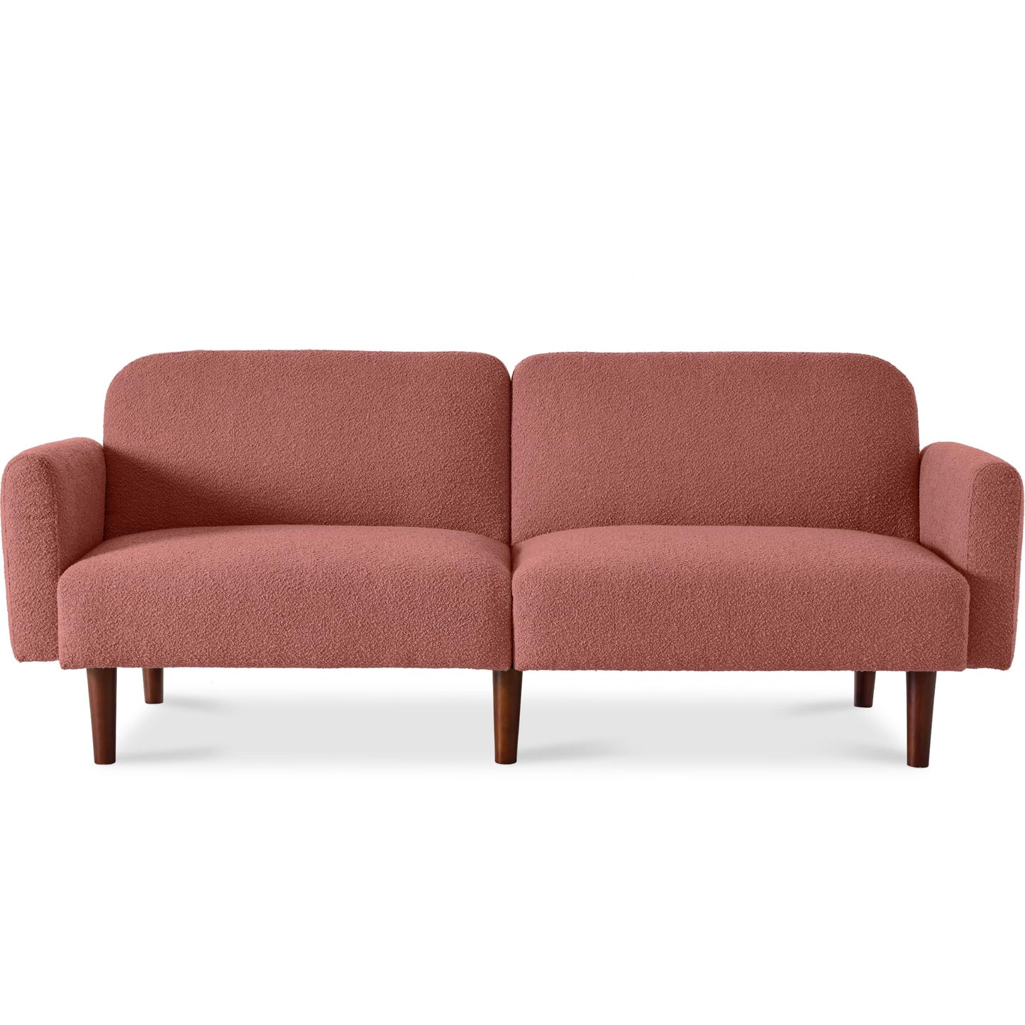 Best Choice Products 77" Mid Century Modern Boucle Loveseat Sofa, Couch, Convertible Sofa Sleeper Bed w/Real Wood, Removable Armrest - Mauve