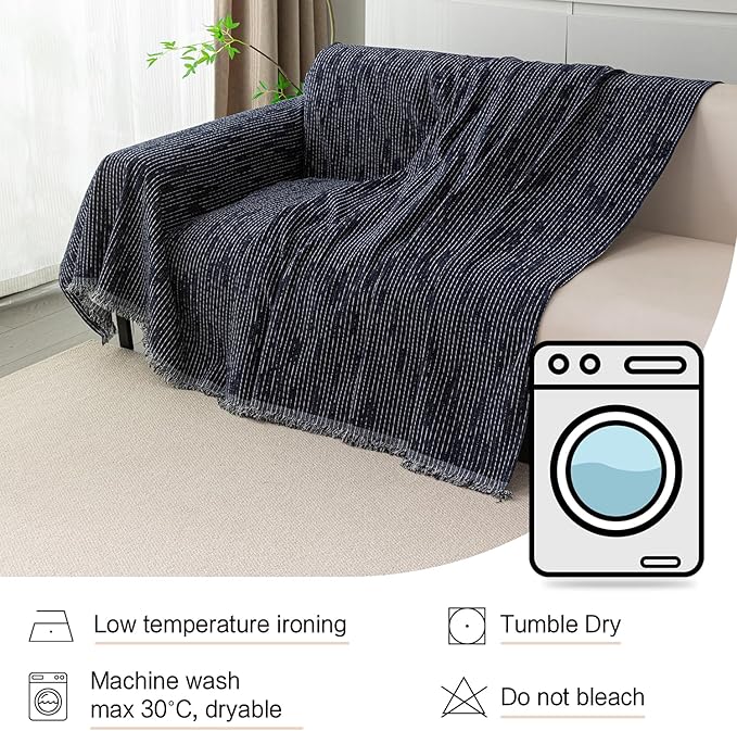 MYSKY HOME Boho Couch Cover Navy Sofa Covers