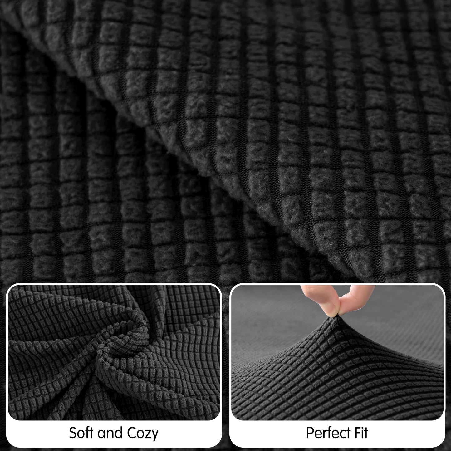 Hokway Stretch Chaise Cover Individual Couch Cushion Slipcovers Reversible Cushion Protector Slipcovers Sofa Cushion Protector Covers (Chaise Cover, Black)