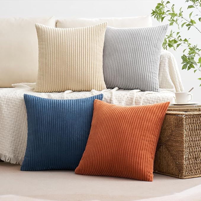 MIULEE Boho Farmhouse Throw Pillow Covers 18x18 Inch Set of 4 Summer Mordern