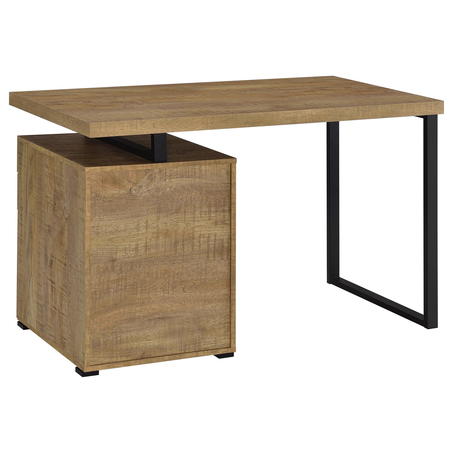 Coaster Home Furnishings - Brennan - Engineered Wood - 47-Inch 3-Drawer Computer Desk with File Cabinet and Open Metal Leg - Home Office - Mango and Black - 800787