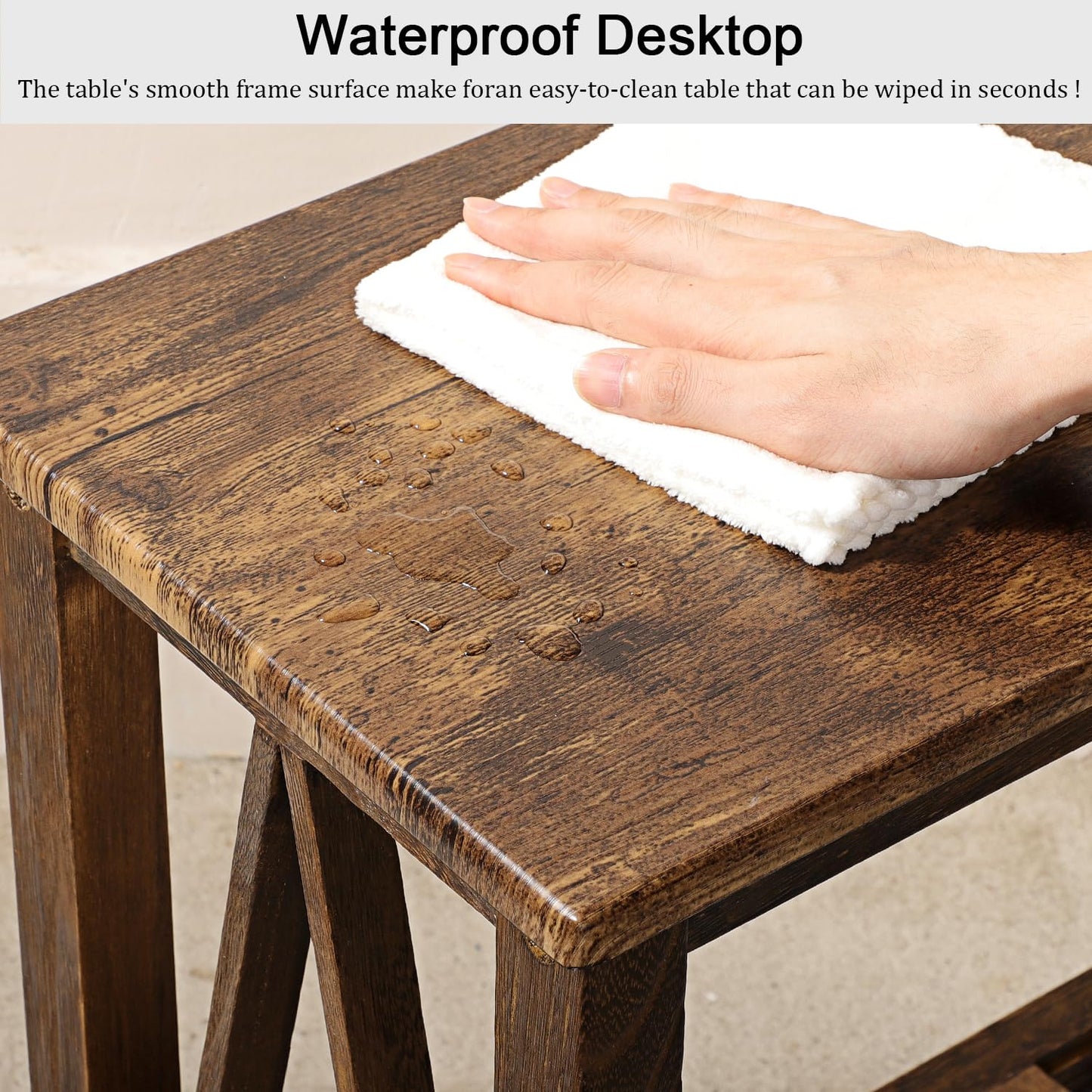 FEUFOAM End Side Table with Storage Shelf Rectangle Narrow Nightstand Console Tables Brown Smooth End Table for Small Spaces Industrial Accent Side Table for Living Room Bathroom Bedroom