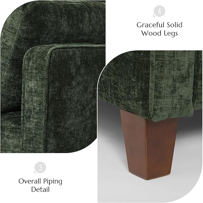 Luxury Oversized Accent Chair Set of 2, 40.9" Upholstered Piping Single