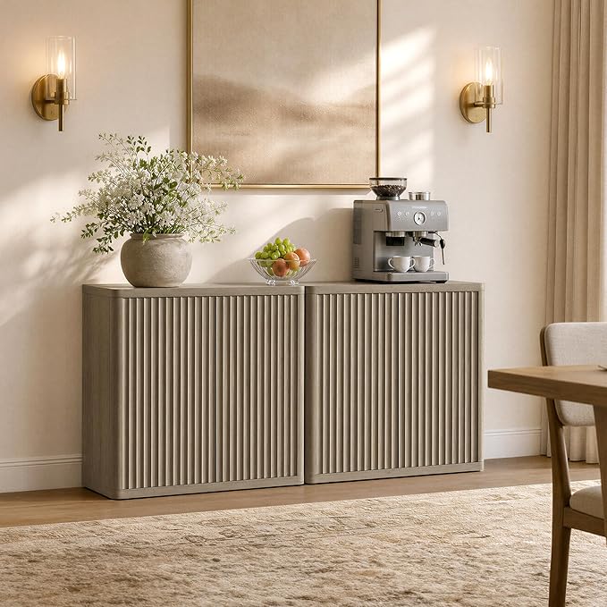 SICOTAS Buffet Cabinet with Storage 34.6" Sideboard Accent Modern Credenza with