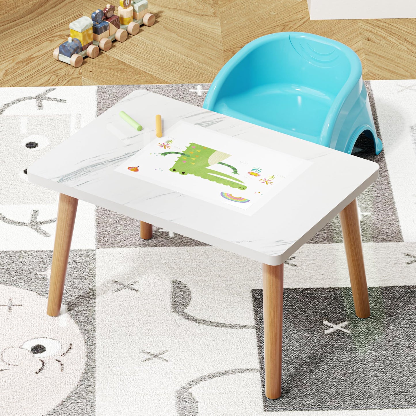 Coffee Table, 23.6" Small Oval Coffee Tables for Small Space with 4 Solid Wood Leg, Floor Table Desk for Sitting on The Floor, Side Table Japanese Low Table for Living Room Apartment, Rectangle White