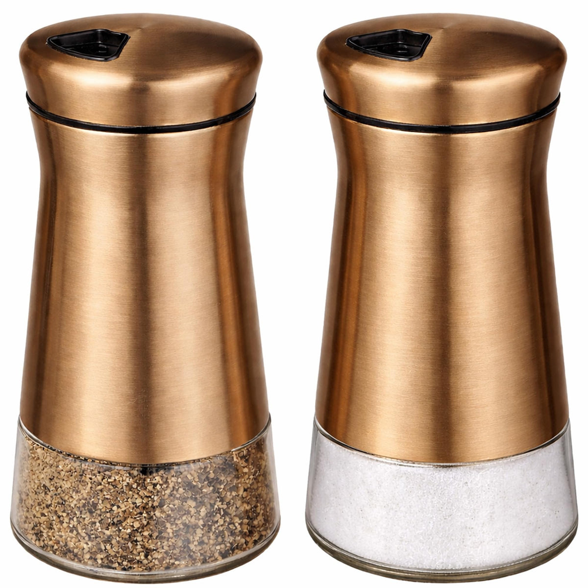 Salt and Pepper Shakers Set with Adjustable Pour Holes by CHEFVANTAGE - Bronze