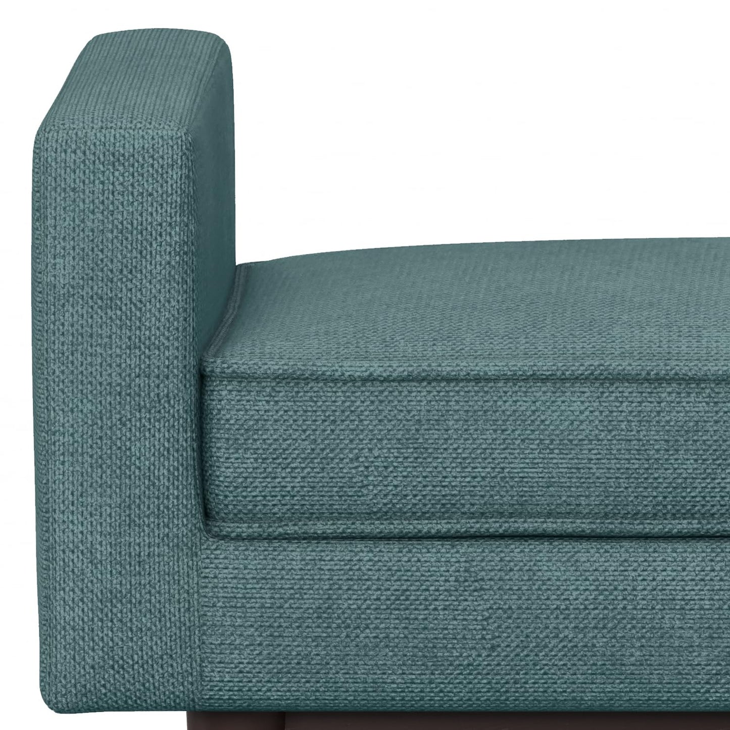 SIMPLIHOME Scott Small Ottoman Bench - 29 inch Wide Upholstered Linen Fabric Rectangle Ottoman in Smoky Teal, Contemporary Bench for Bedroom or Living Room with Raised Sides and Cushioned Seat