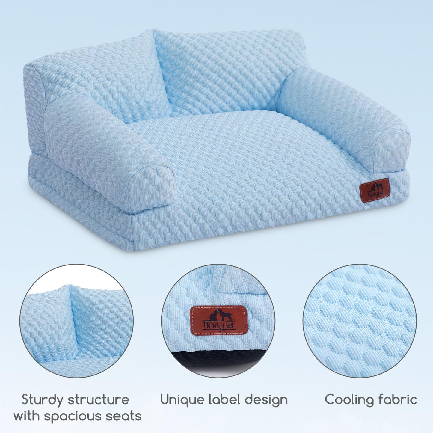 Hollypet Cooling Dog Cat Pet Couch Soft Calming Sofa Bed for Medium Small Cats and Dogs, Gray, 24"x 18"x10"