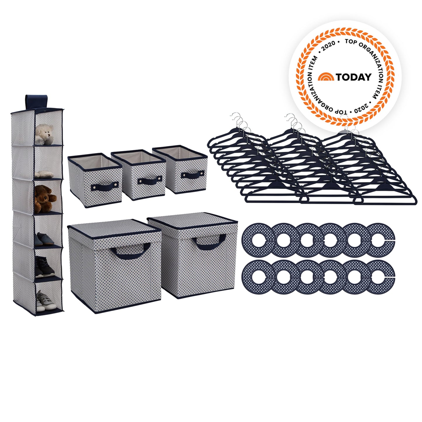 Delta Children Nursery Storage 48 Piece Set - Easy Storage/Organization Solution - Keeps Bedroom, Nursery & Closet Clean, Navy