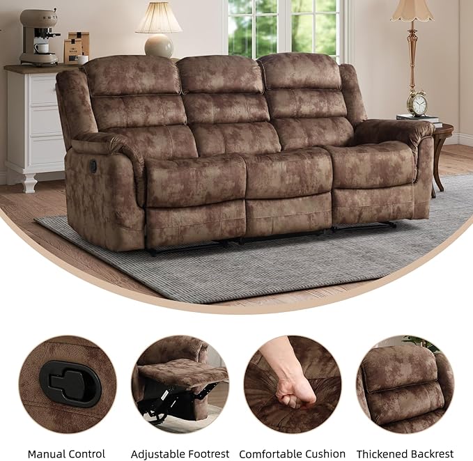 EBELLO 2 Pieces Reclining Couch Furniture Set, Overstuffed Reclining Loveseat