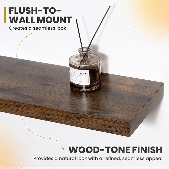 Acovy 40 Inch Floating Shelves, 9.3" Deep Floating Shelf Wall Mounted, Rustic