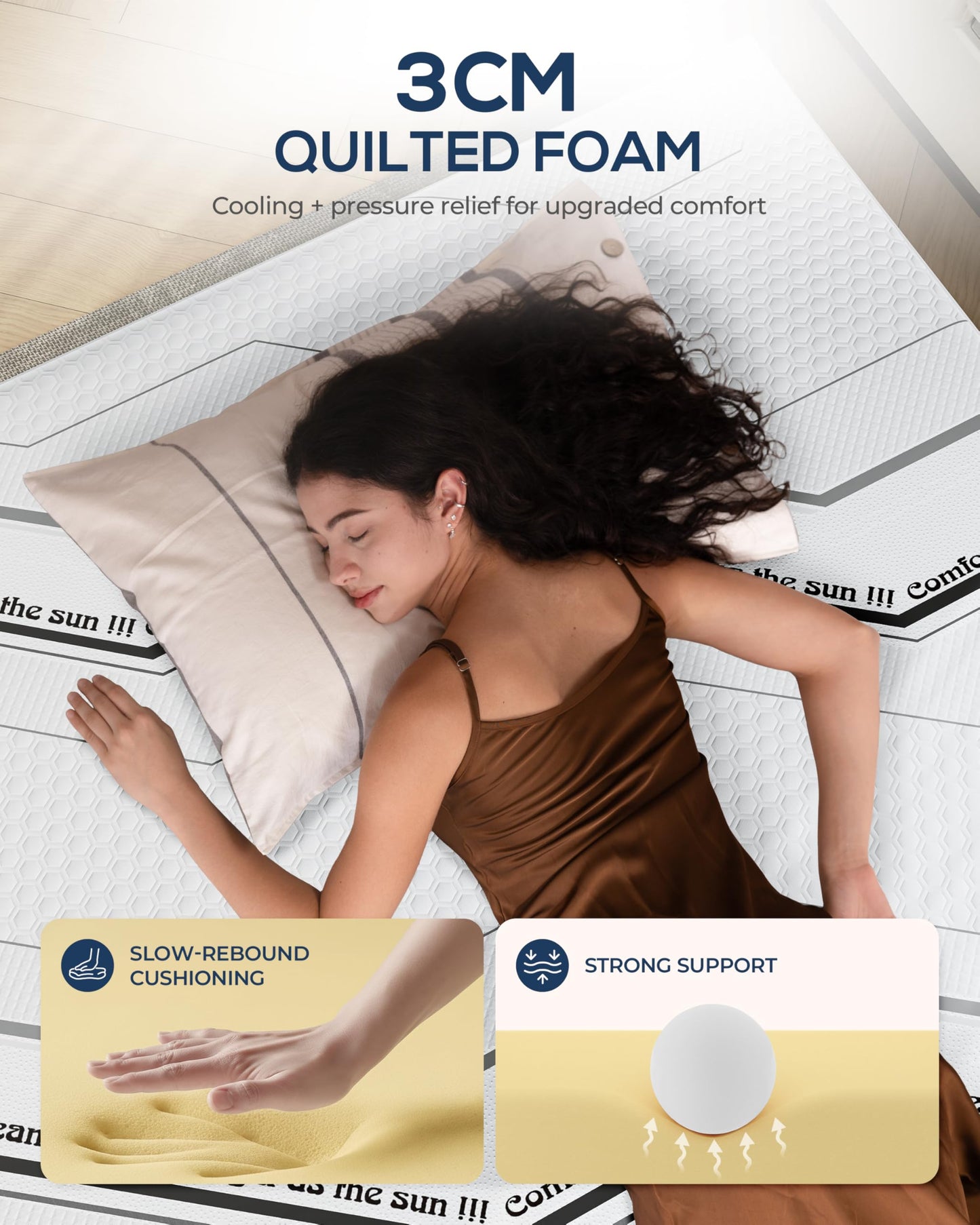 20” Tall Luxury Air Mattress with Quilted Foam Topper, Extra Firm Support with U-shaped PVC strap Inflatable Bed, Quiet & Comfortable Blow Up Bed for Home Guests, Camping, Travel, Fast Inflate AirBed