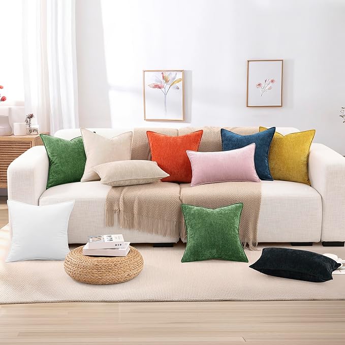 decorUhome Summer Couch Euro Sham Throw Pillow Covers 24x24 Set of 2,