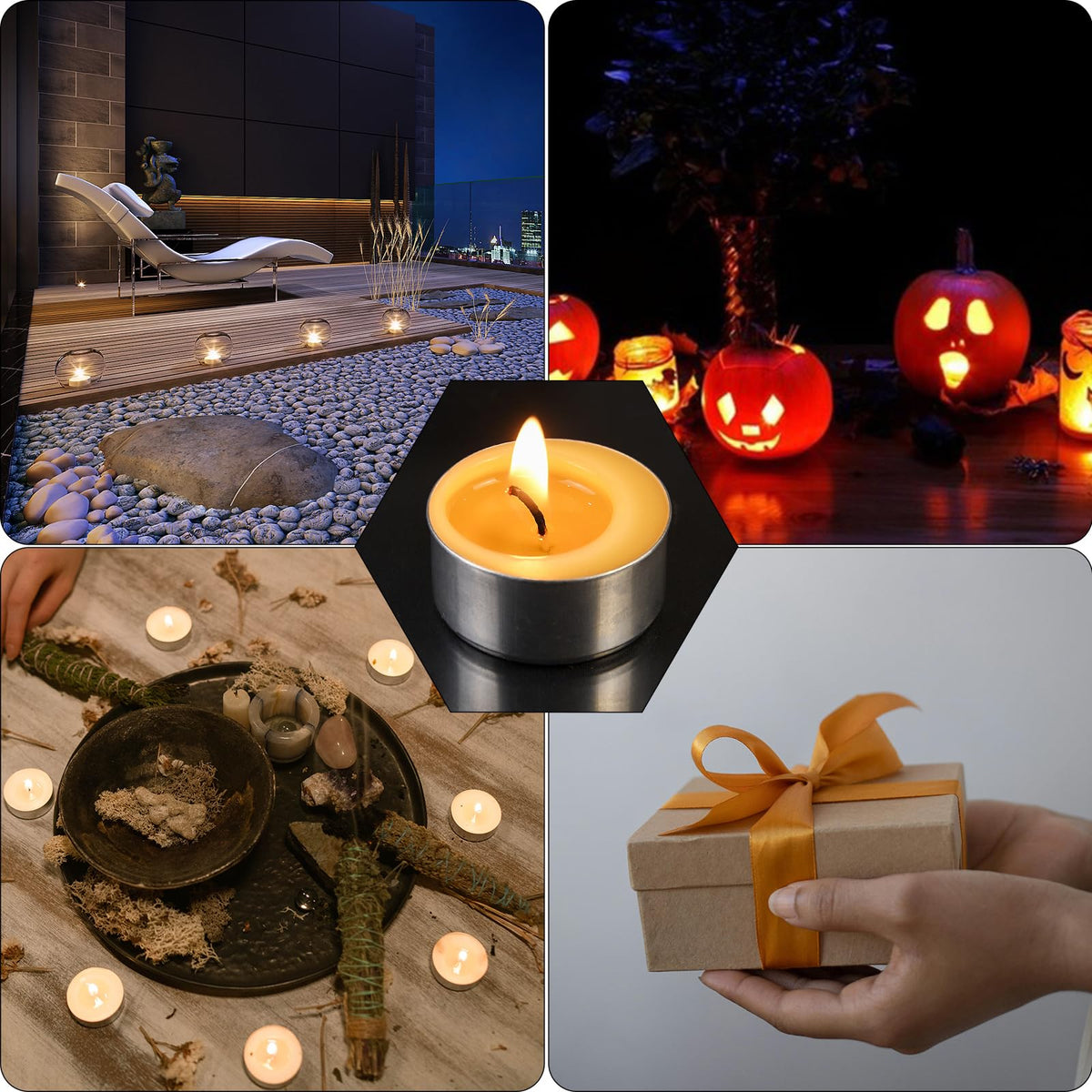 48 Pack Natural Beeswax Tealight Candles 4-5 Hour Long Burning Time