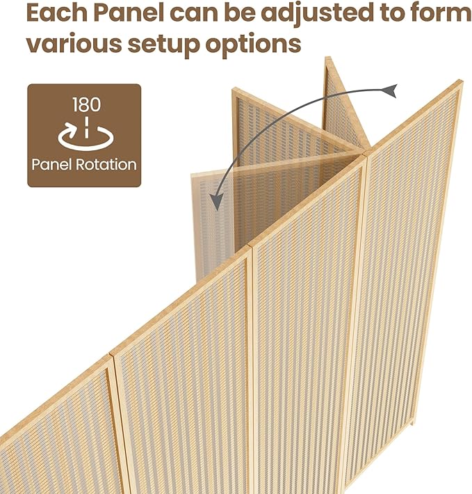 6 Panel Room Divider and Extra Wide Folding Privacy Screen, 94.5" W x 67" H