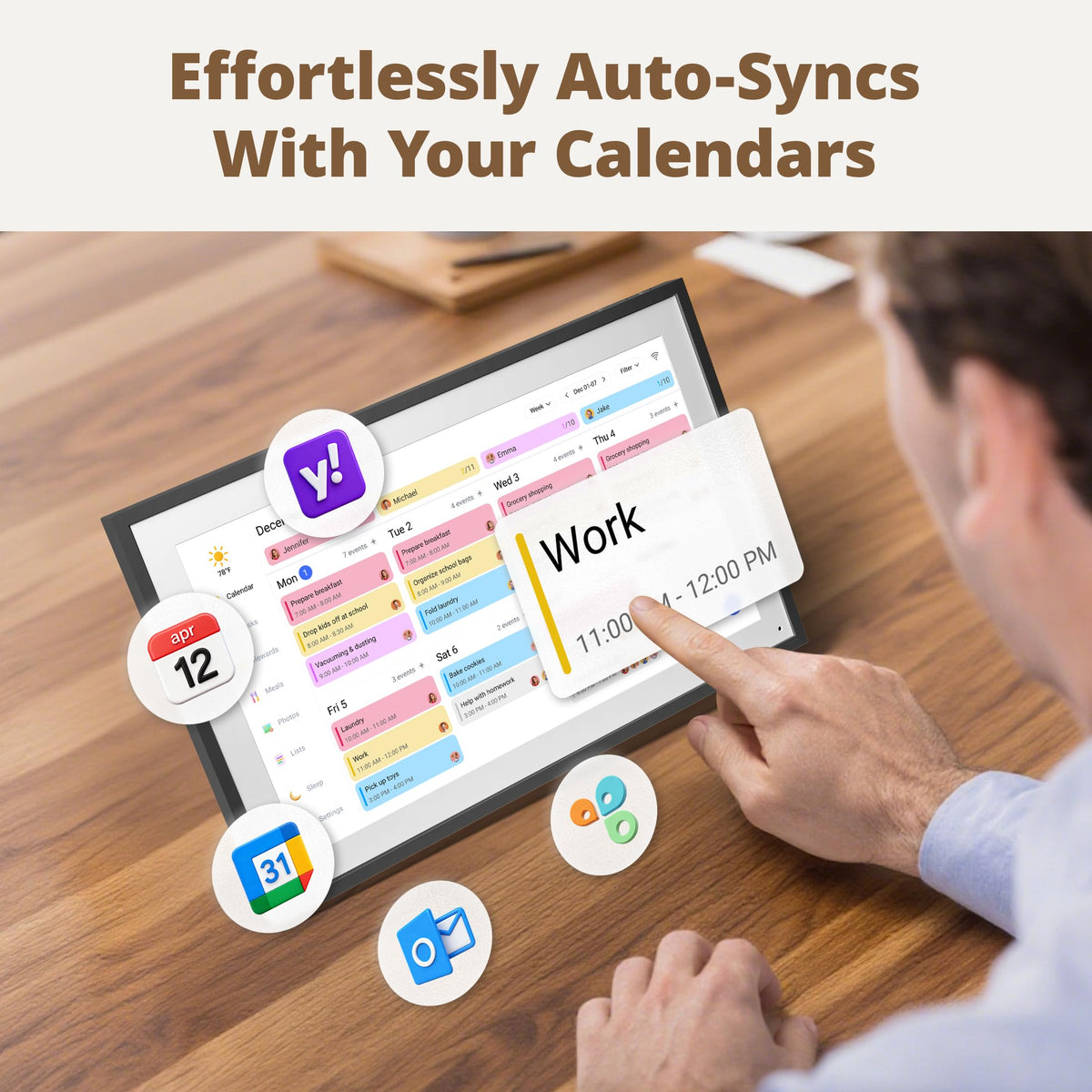 Digital Wall Calendar 15.6 Inch – Interactive Touch Screen Electronic Calendar & Smart Family Hub with Cross-Device Sync, Schedules Reminders, Chore Chart, Rewards & Photo Display
