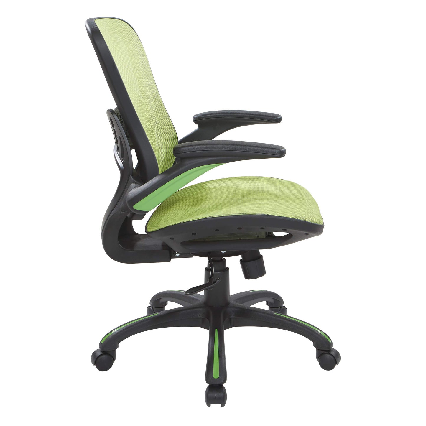 Office Star Riley Ventilated Manager's Office Desk Chair with Breathable Mesh Seat and Back, Black Base with Green