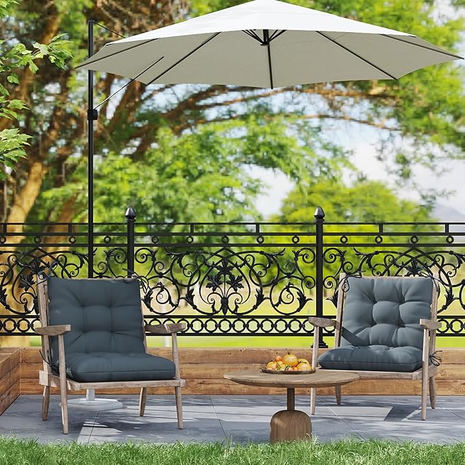 Outdoor Chair Cushions Set of 2, High Back Soft Seat Pad
