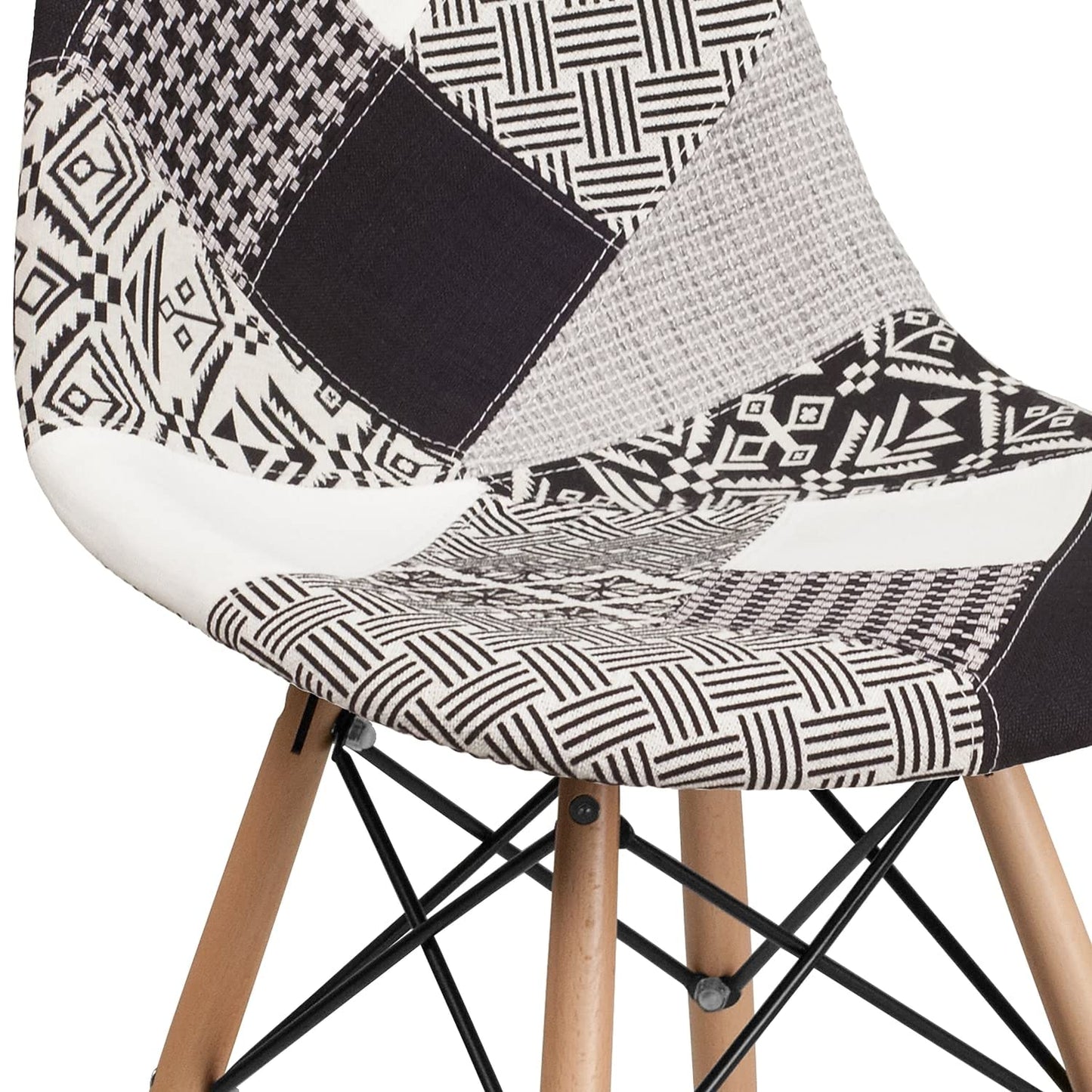 Flash Furniture Elon Series Turin Patchwork Fabric Chair with Wooden Legs