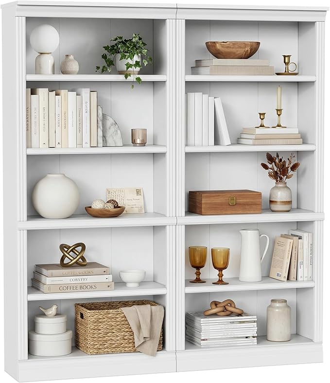 Furniwell Bookcase Bookshelves, 5-Shelf Tall Bookcase 71" Wood Open Display