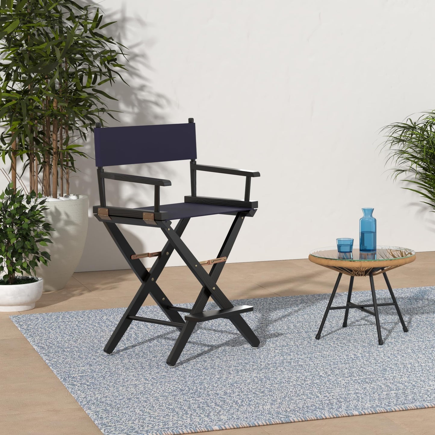 American Trails Extra-Wide Premium 24" Director's Chair Black Frame with Navy Canvas, Counter Height