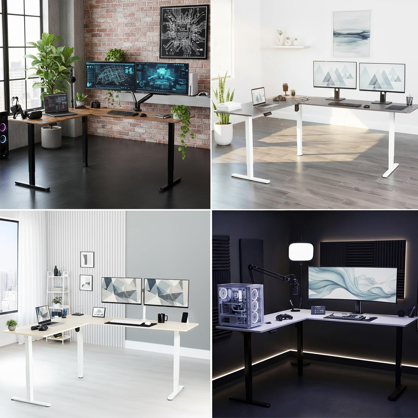 VIVO Corner Standing Desk, 75 x 63 inch Reversible L-Shaped Workstation, Electric Height Adjustment, Home, Office, and Reception Rooms, Real Bamboo Table Top White Frame, DESK-E3CTWO-75