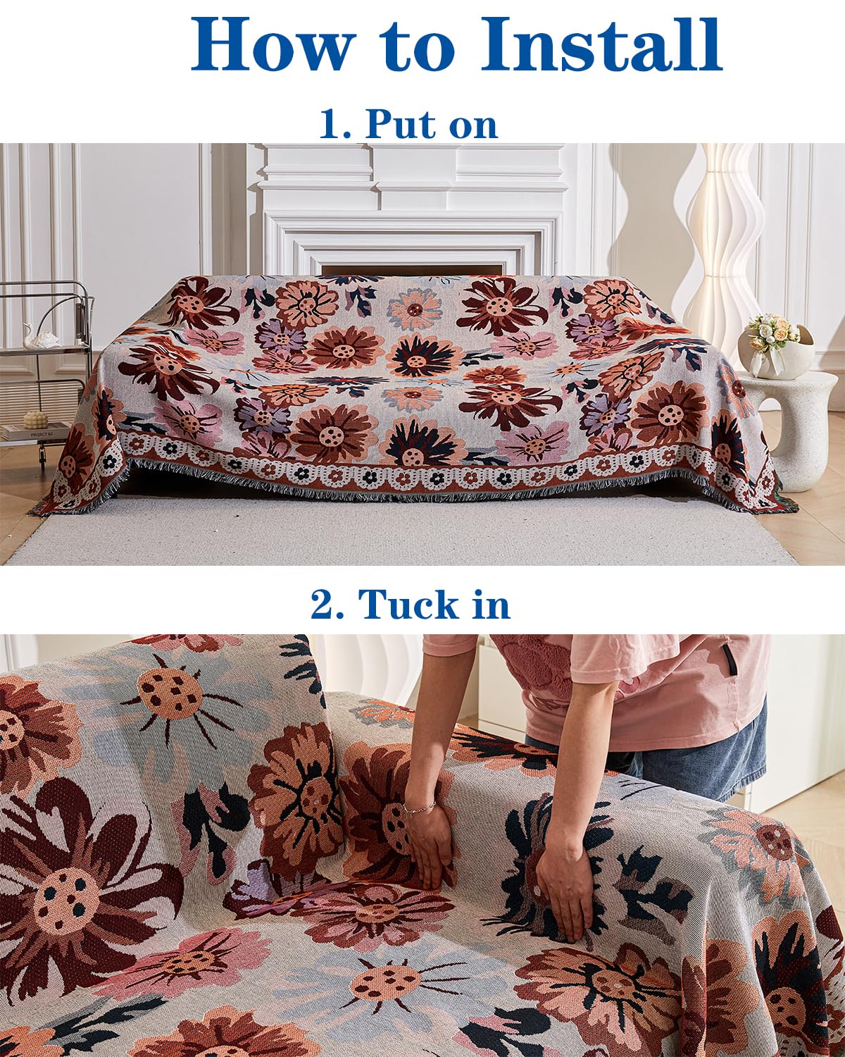 AIVIA Couch Cover Sheet Blanket, Oversized Covers for 3-4 Cushion High Backrest Sofa, Extra Large Furniture Decoration Slipcovers, L Shape U-Shaped Sectional Protector for Cats Dogs Washable