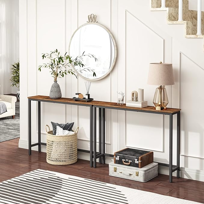 HOOBRO Narrow Console Table, 39.4" Small Entryway Table, Thin Sofa Table