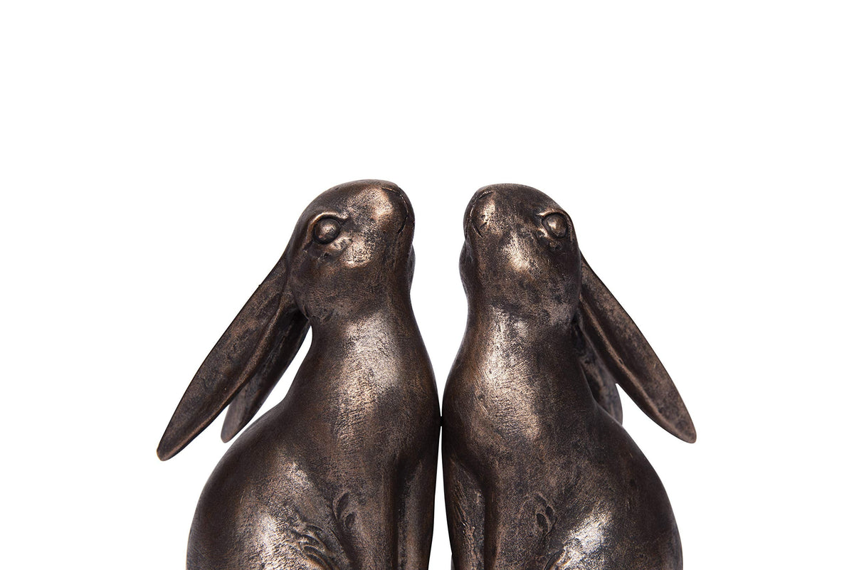 Creative Co-Op Decorative Resin Rabbit Bookends, Bronze