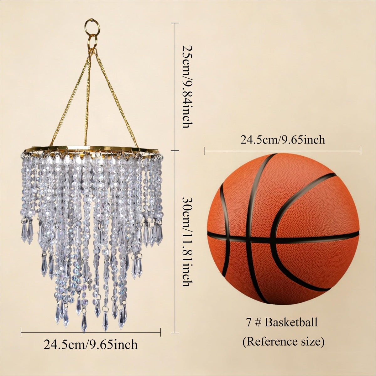 Vectolum Crystal Beaded Chandelier Shade, Gold Lamp Shade with Multi-Tiered Crystal Droplet Strands, Decorative Pendant for Home Decor, Wedding Centerpieces & Parties, 9.65 x 11.8 Inch