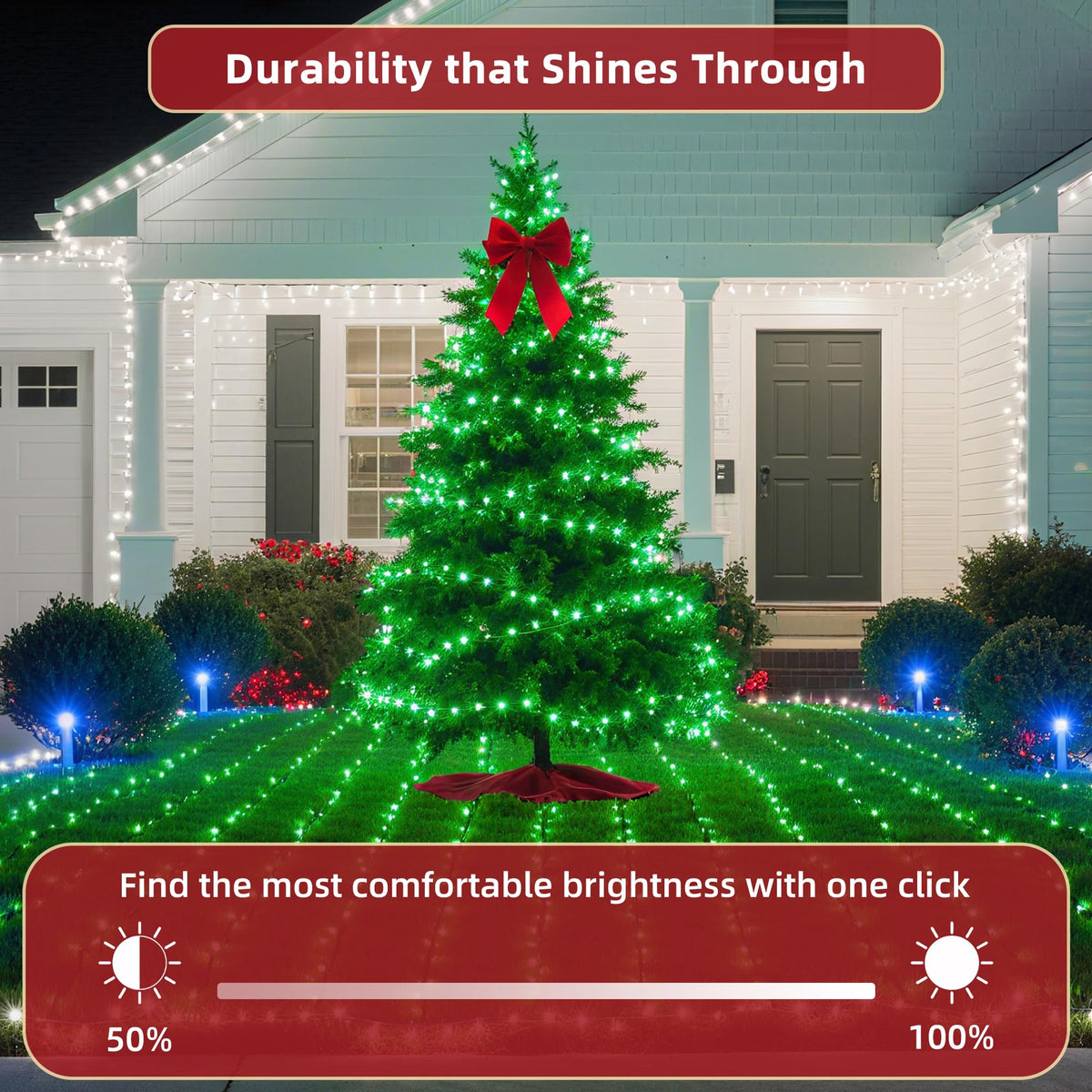 240ft Outdoor Christmas Lights, 750 LED Super Long String Lights 12 Modes & Timer Memory, Dimmable Outsite Waterproof Light Strings for Xmas Tree Garden Wedding Party Holiday Decorations Green