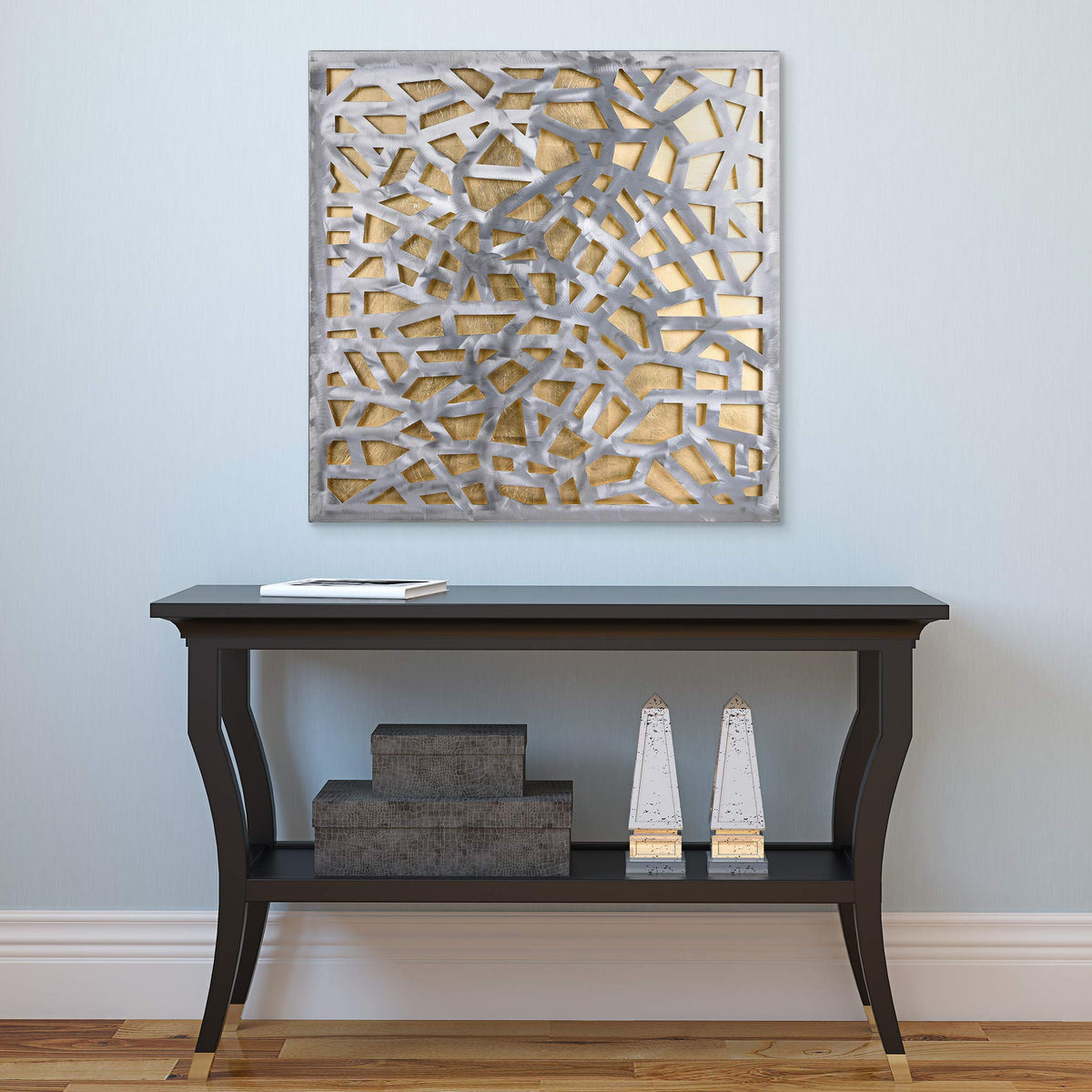 Empire Art Direct Gold Enigma Polished Steel Sculpture Abstract Wall Art with Gold Leaf,Ready to Hang,Living Room, Bedroom ＆ Office (PSL-19308-3232)