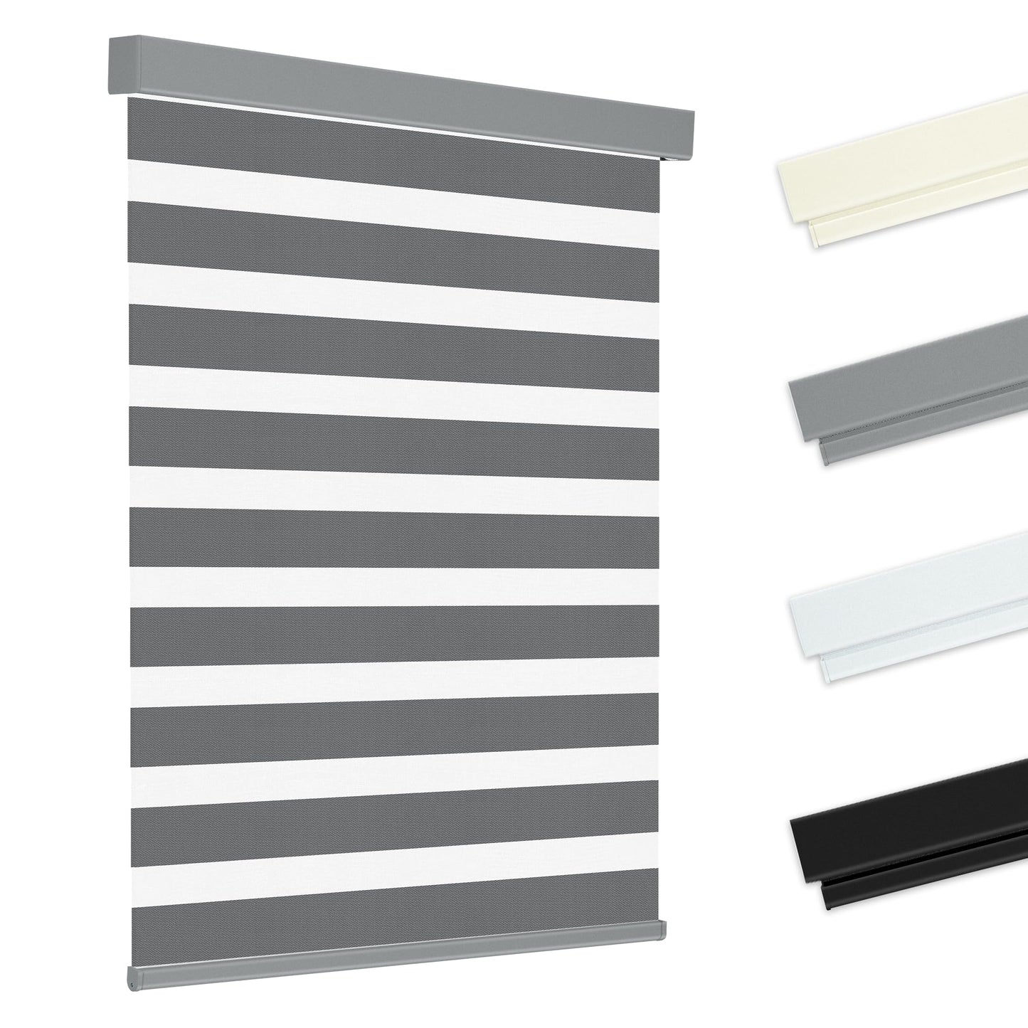 Allesin zen Cordless Zebra Blinds 22" W x 48" H Dark Gray, Dual Layer Day and Night Shades, Room Darkening Blackout & UV Protection, Child & Pet Safe, Easy Install, Home Office Window Treatment