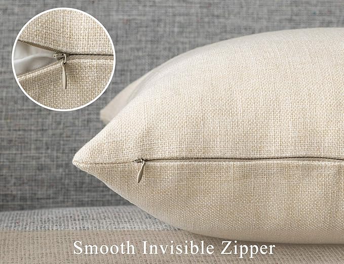Stellhome Pack of 2 Burlap Throw Pillow Covers Farmhouse Linen Cushion Covers